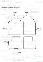 Ворсовые автоковрики Nissan Almera (95-00) Салон, Premium, Черный