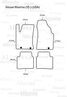 ЭВА автоковрики Nissan Maxima (15-) (USA) Салон, Шестиугольник, Черный