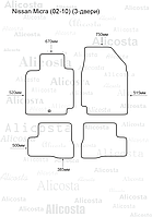 ЭВА автоковрики Nissan Micra (02-10) (3-двери) Салон, Шестиугольник, Черный