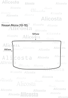 Ворсовый автоковрик Nissan Micra (10-16) Багажник, Premium, Черный