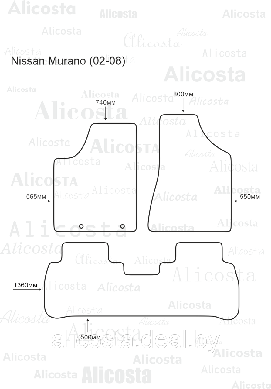 ЭВА автоковрики Nissan Murano (02-08) Салон, Ромб, Серый - фото 1 - id-p199191483