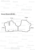 Ворсовые автоковрики Nissan Quest (99-02) Салон, Premium, Черный