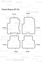 Ворсовые автоковрики Nissan Rogue (07-13) Салон, Standart, Серый