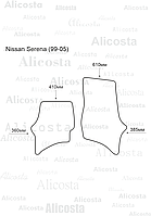 ЭВА автоковрики Nissan Serena (99-05) Салон, Шестиугольник, Черный