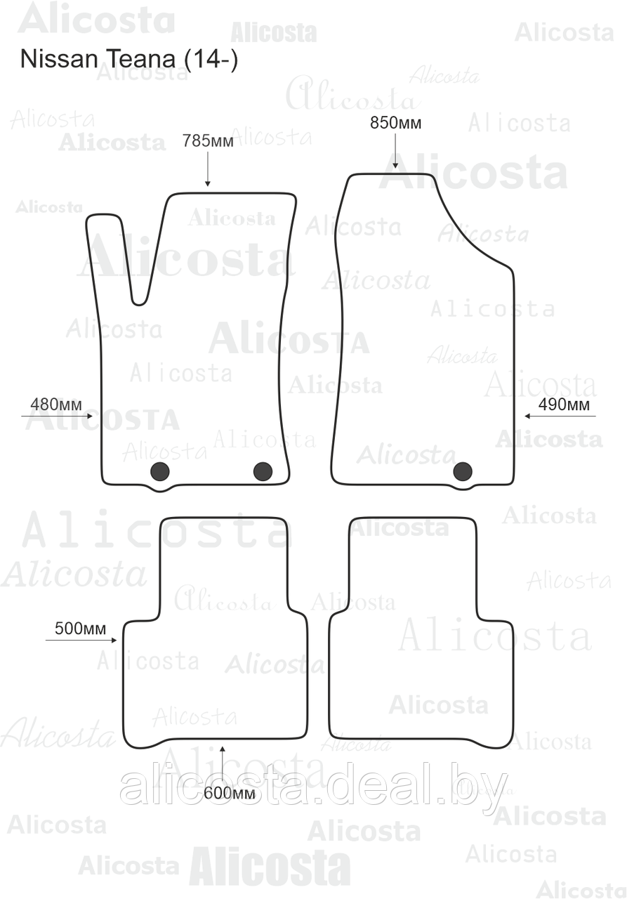 Ворсовые автоковрики Nissan Teana (14-) Салон, Standart, Черный - фото 1 - id-p199191820