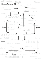 ЭВА автоковрики Nissan Terrano (96-06) Салон, Шестиугольник, Черный