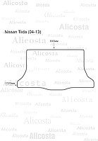 Ворсовый автоковрик Nissan Tiida (04-13) Багажник, Standart, Черный
