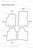ЭВА автоковрики Nissan Tiida (15-18) Салон, Шестиугольник, Черный