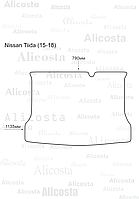 Ворсовый автоковрик Nissan Tiida (15-18) Багажник, Premium, Черный