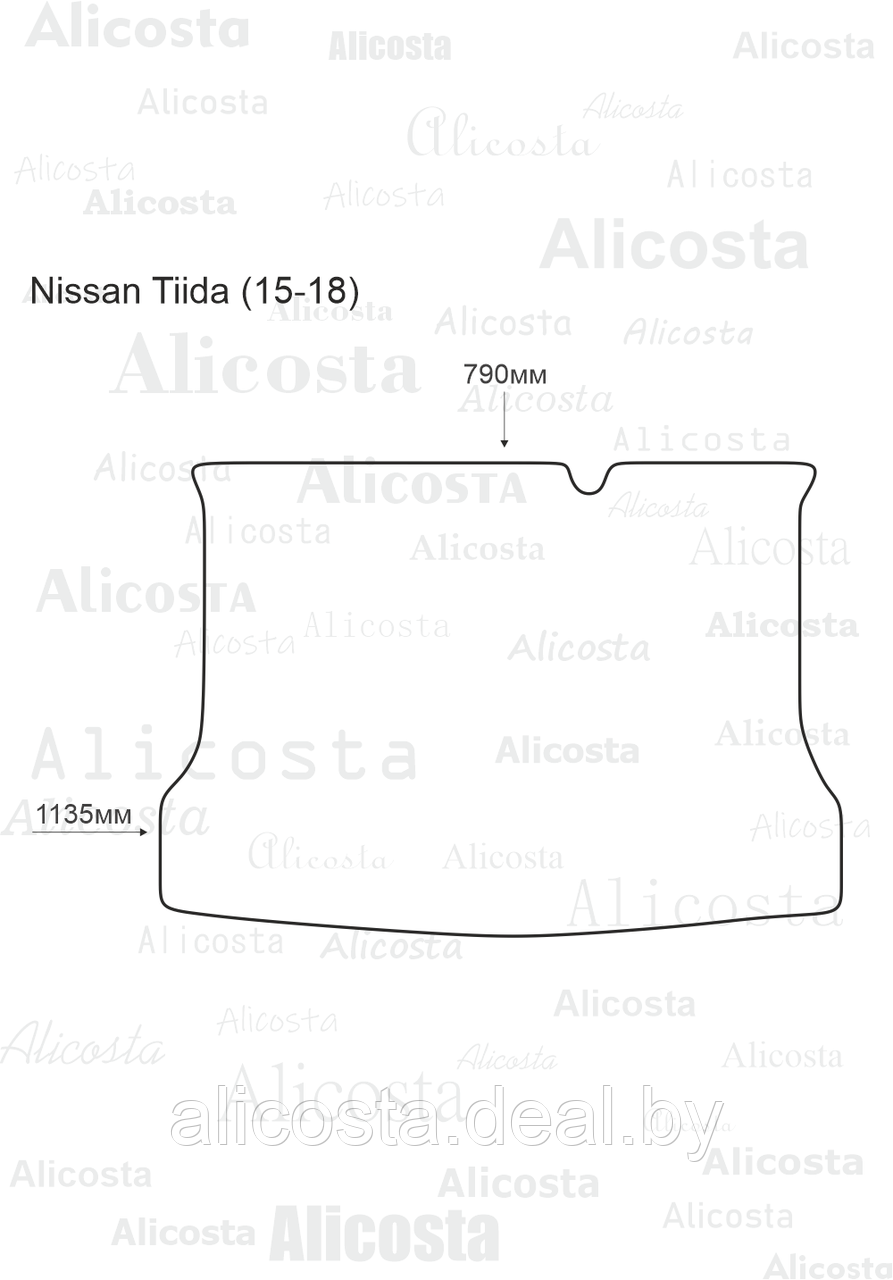 Ворсовый автоковрик Nissan Tiida (15-18) Багажник, Standart, Серый - фото 1 - id-p199191885