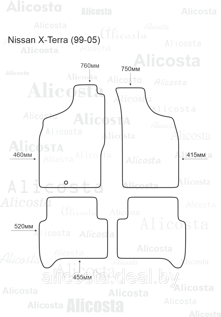 ЭВА автоковрики Nissan X-Terra (99-05) Салон, Шестиугольник, Черный - фото 1 - id-p199191904