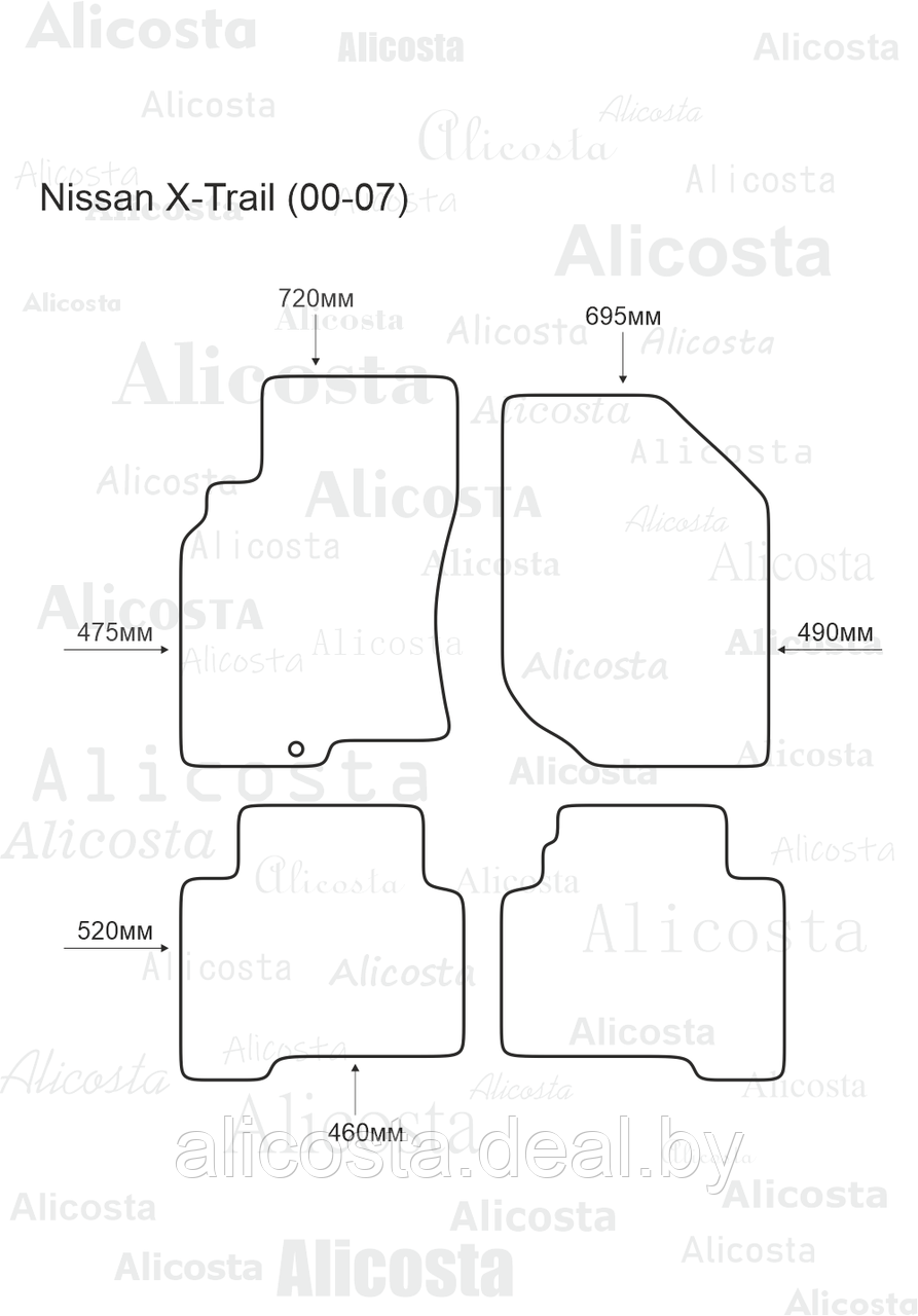 Ворсовые автоковрики Nissan X-Trail (00-07) Салон, Premium, Черный - фото 1 - id-p199191909