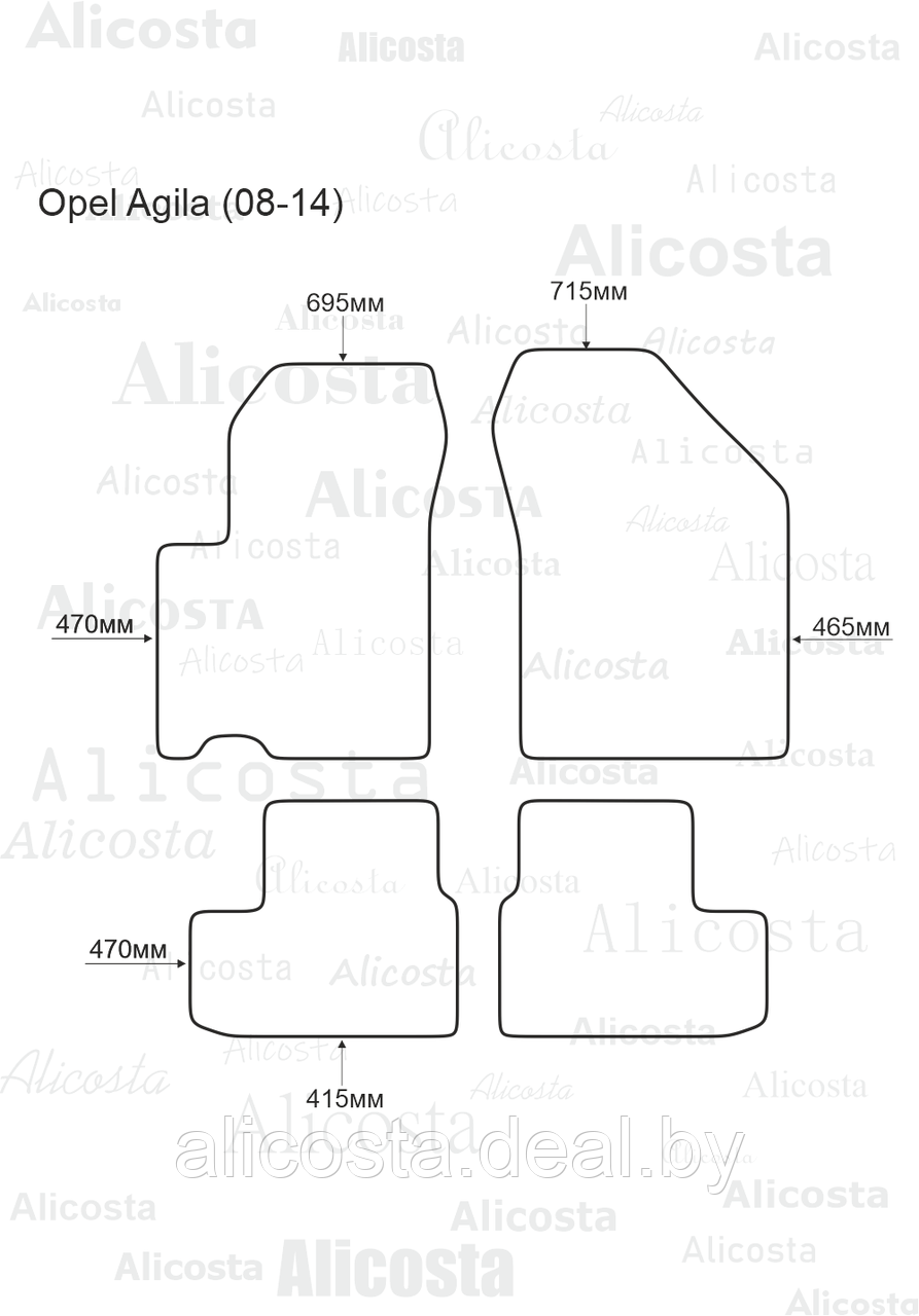 Ворсовые автоковрики Opel Agila (08-14) Салон, Premium, Черный - фото 1 - id-p199191972