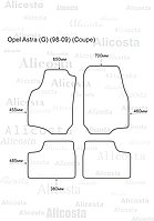 Ворсовые автоковрики Opel Astra (G) (98-09) (Coupe) Салон, Premium, Черный