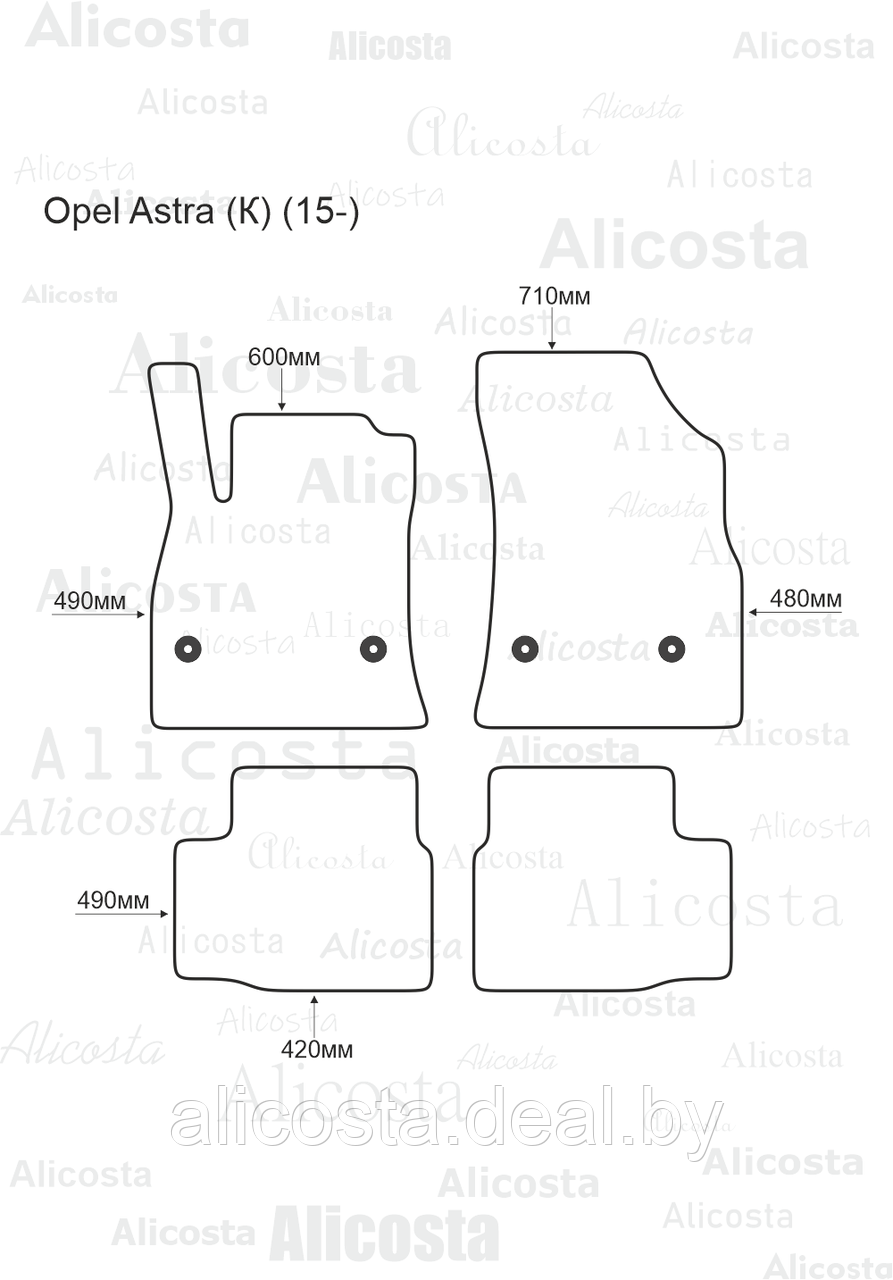 Ворсовые автоковрики Opel Astra (K) (15-) Салон, Premium, Черный - фото 1 - id-p199192080