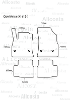 Ворсовые автоковрики Opel Astra (K) (15-) Салон, Standart, Черный