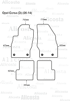 ЭВА автоковрики Opel Corsa (D) (06-14) Салон, Шестиугольник, Серый
