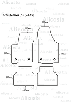 ЭВА автоковрики Opel Meriva (A) (03-10) Салон, Шестиугольник, Черный