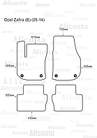 ЭВА автоковрики Opel Zafira (B) (05-14) Салон, Шестиугольник, Черный