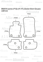 ЭВА автоковрики BMW 6-series (F12) (11-17) (Sedan Gran Coupe) (xDrive) Салон, Шестиугольник, Черный