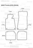 ЭВА автоковрики BMW 7-series (E32) (86-94) Салон, Ромб, Черный