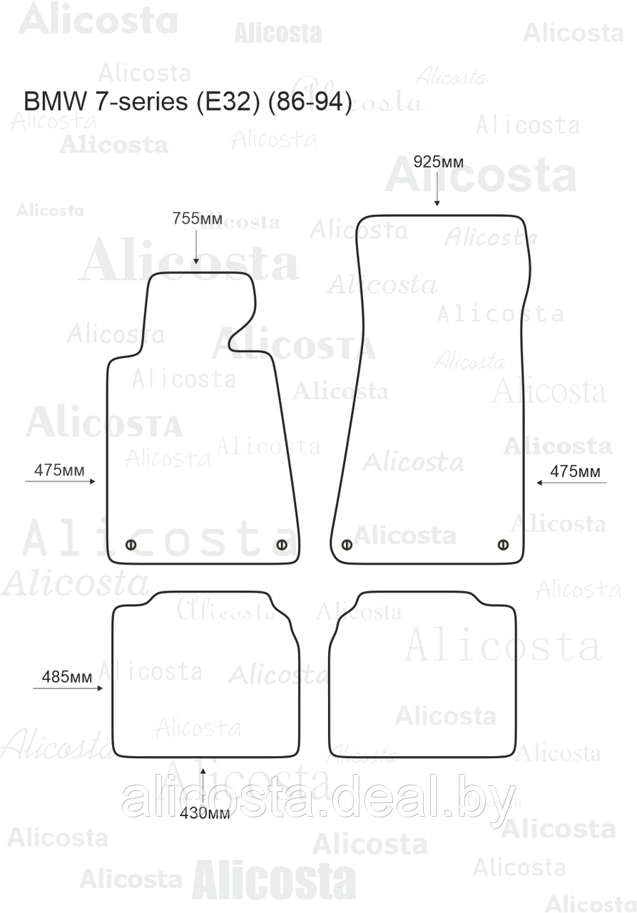 ЭВА автоковрики BMW 7-series (E32) (86-94) Салон, Ромб, Черный - фото 1 - id-p199176177