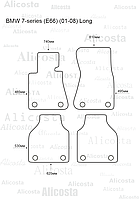 Ворсовые автоковрики BMW 7-series (E66) (01-08) (Long) Салон, Standart, Черный