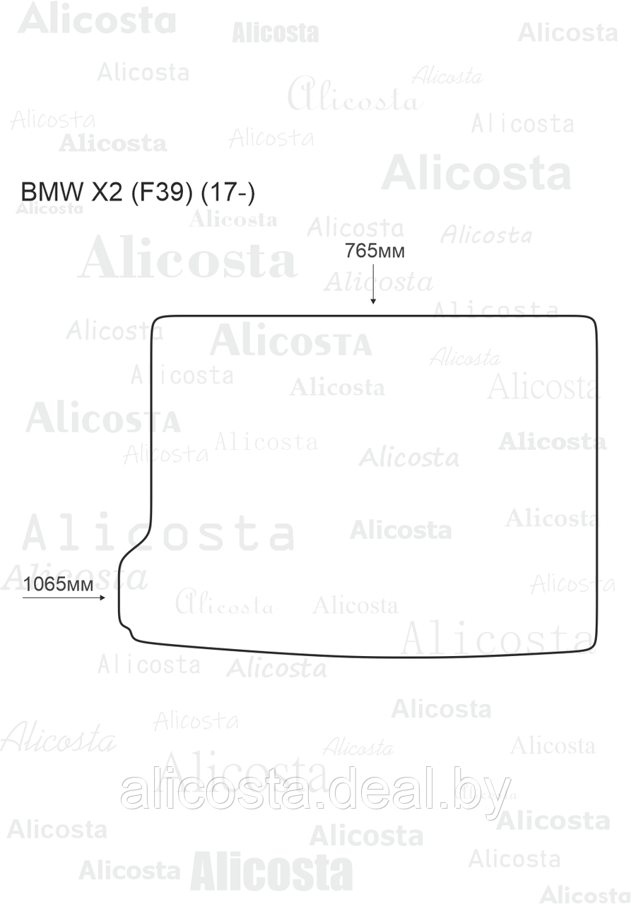 Ворсовый автоковрик BMW X2 (F39) (17-) Багажник, Premium, Черный - фото 1 - id-p199176589