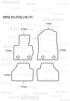 ЭВА автоковрики BMW X3 (F25) (10-17) Салон, Ромб, Черный