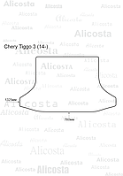 ЭВА автоковрик Chery Tiggo 3 (14-) Багажник, Шестиугольник, Серый