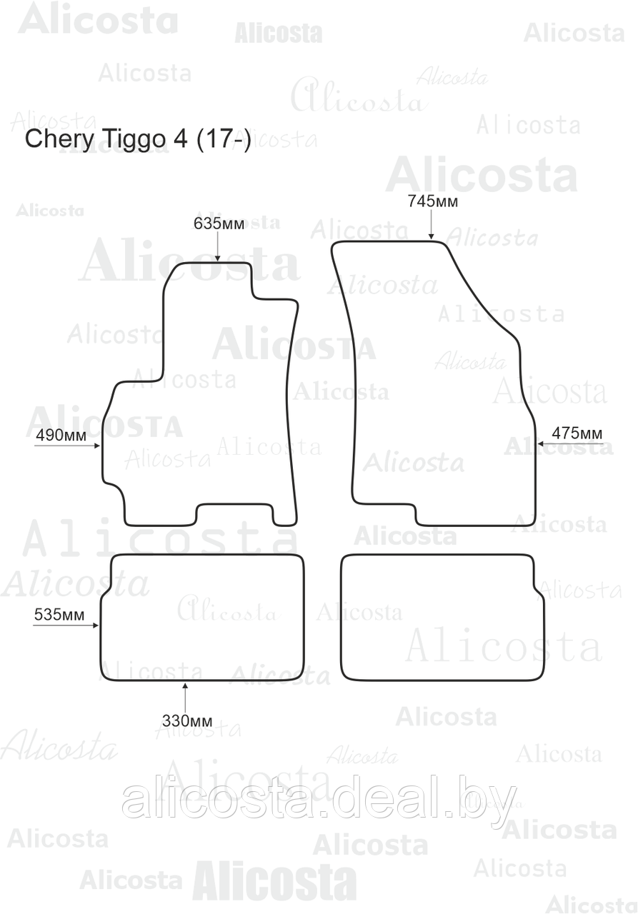 Ворсовые автоковрики Chery Tiggo 4 (17-) Салон, Standart, Черный - фото 1 - id-p199180155