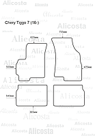 Ворсовые автоковрики Chery Tiggo 7 (16-) Салон, Standart, Серый