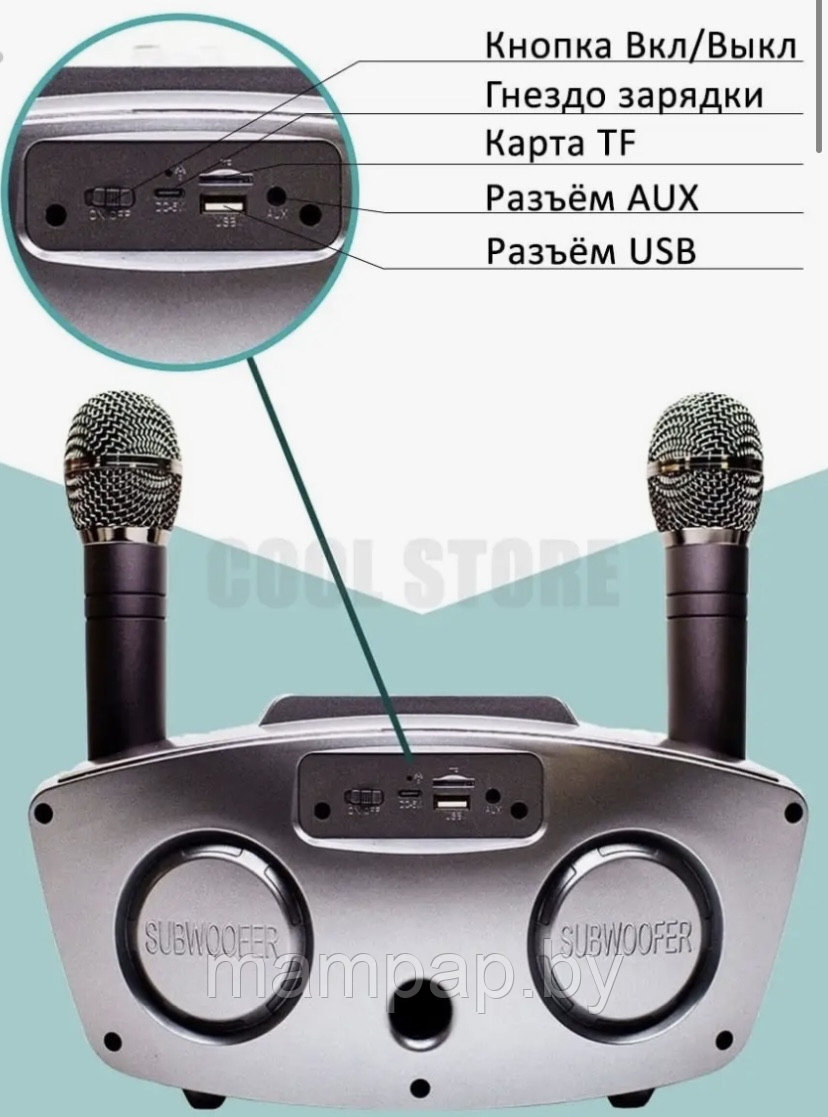 Караоке система СОВА SDRD SD-306 Plus на два микрофона/Графит - фото 5 - id-p199456699