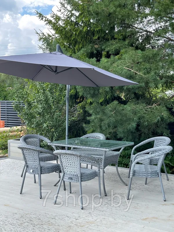 Комплект садовой мебели DECO 6 с прямоугольным столом, серый - фото 2 - id-p178974915