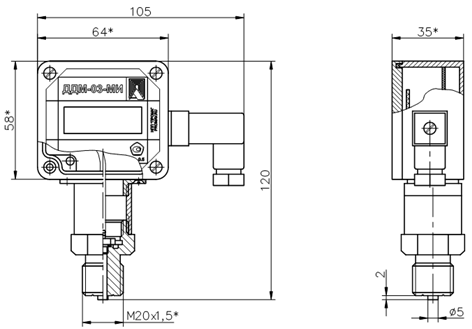 Датчик давления микропроцессорный с индикацией ДДМ-03-5ДИВ-МИ - фото 3 - id-p25912234