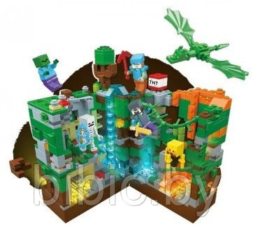 Детский конструктор светящийся Minecraft Зеленая крепость Майнкрафт LB607 серия my world аналог лего lego - фото 3 - id-p199519037