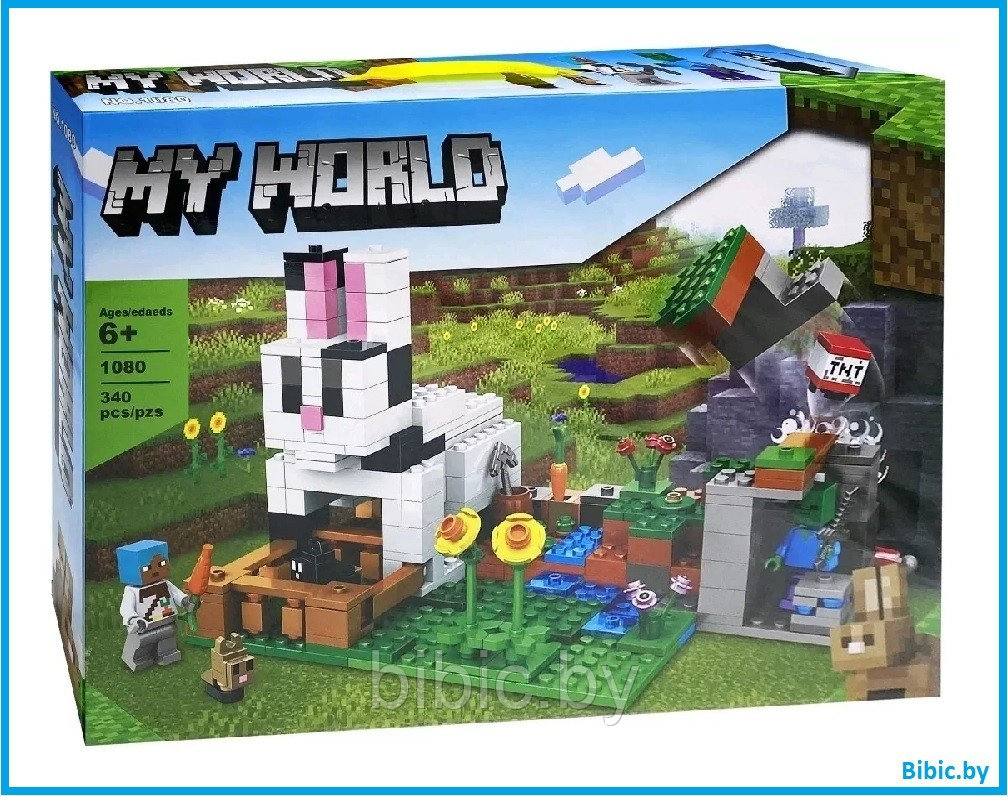 Детский конструктор Minecraft Майнкрафт Кроличье ранчо ферма 1080 серия my world блочный аналог лего lego, фото 1