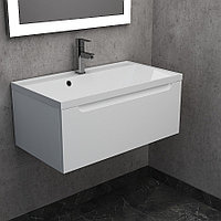 Тумба Дана Виктория 75 подвесная на 1 ящик (цвет белый) с умывальником Madera Milen 75 (742х445х113)
