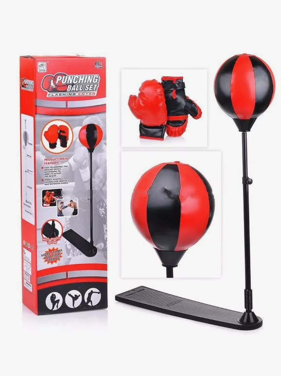 Детский боксерский набор Punching Ball Set / груша, боксерские перчатки и насос / боксерская груша - фото 8 - id-p199524325