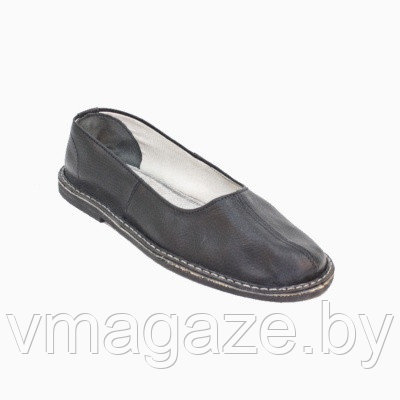 Тапочки (чувяки) кожаные на подошве из пористой резины(цвет черный) - фото 2 - id-p199524338