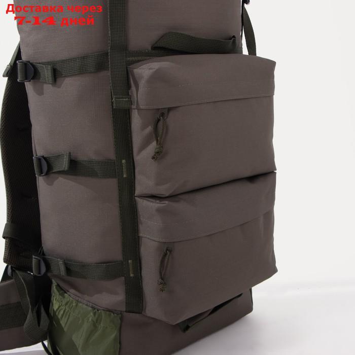 Рюкзак туристический, 80 л, отдел на молнии, 3 наружных кармана, цвет зелёный - фото 8 - id-p199383725