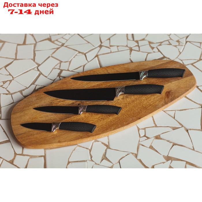 Набор "Тень", 6 предметов: ножи 19 см, 23 см, 32 см, 32 см, керамическая овощечистка, 32×4 см, цвет чёрный - фото 5 - id-p199385639