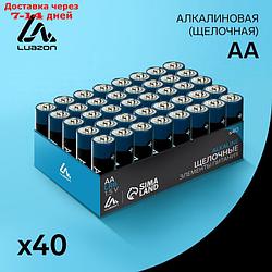 Батарейка алкалиновая LuazON, AA, LR6, набор 40 шт