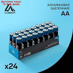 Батарейка алкалиновая LuazON, AA, LR6, набор 24 шт
