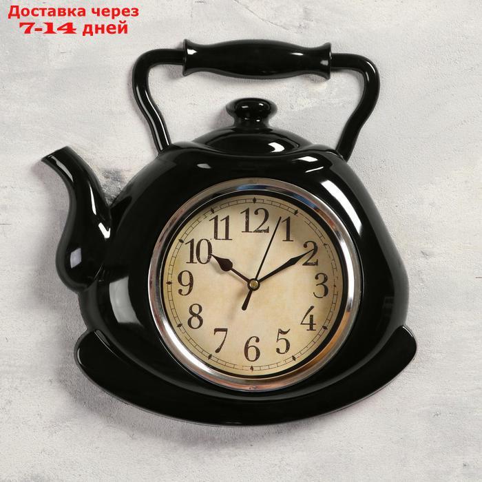 Часы настенные, серия: Кухня, "Чайник", черный, 25х29 см - фото 1 - id-p199383554