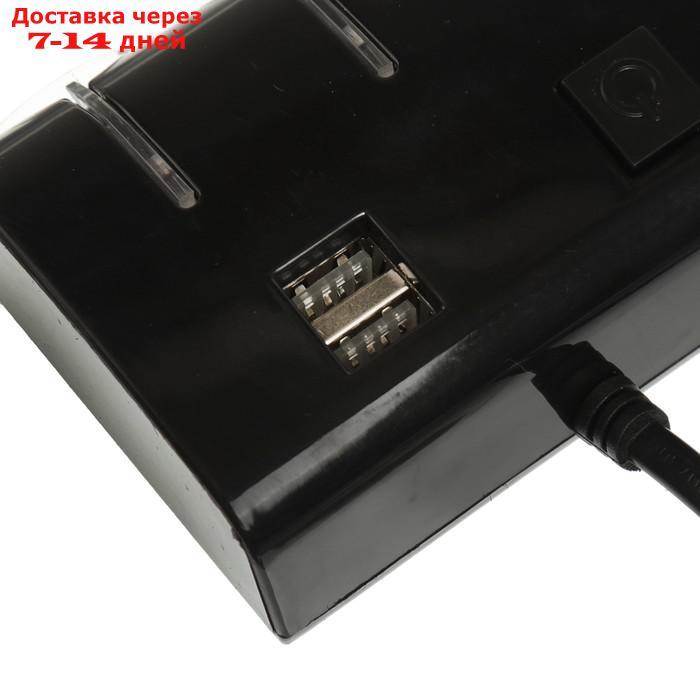 Разветвитель прикуривателя, 3 гнезда с подсветкой, 2 USB, 12/24 В, провод 70 см, черный - фото 4 - id-p199387087