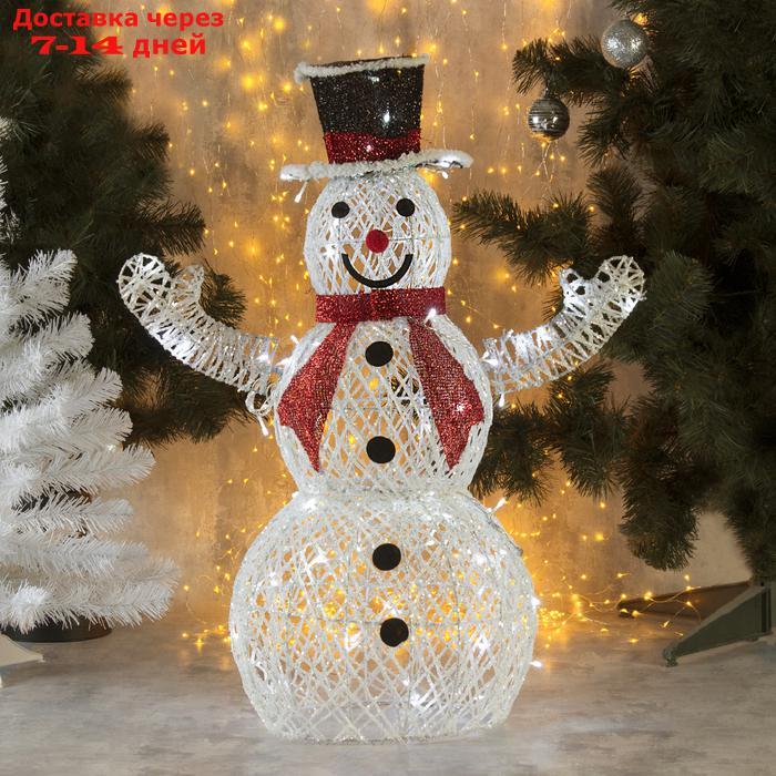 Фигура "Снеговик с красным шарфом" 80 см, 100 LED, 220V, БЕЛЫЙ - фото 1 - id-p199386237