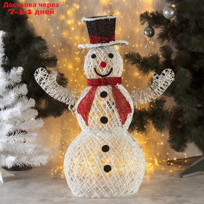 Фигура "Снеговик с красным шарфом" 80 см, 100 LED, 220V, БЕЛЫЙ - фото 2 - id-p199386237