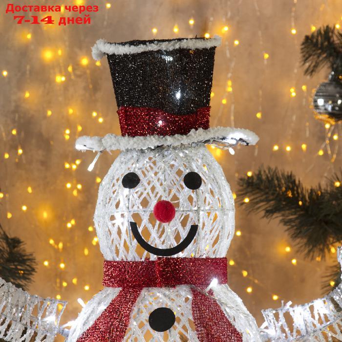 Фигура "Снеговик с красным шарфом" 80 см, 100 LED, 220V, БЕЛЫЙ - фото 3 - id-p199386237