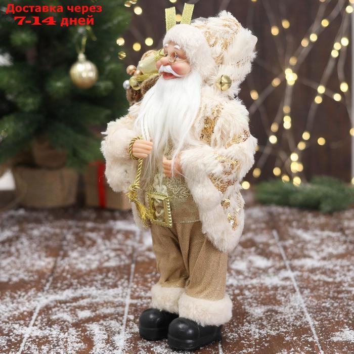 Дед Мороз "В бело-золотистом костюме блеск, с подарками" 15х30 см - фото 2 - id-p199387221